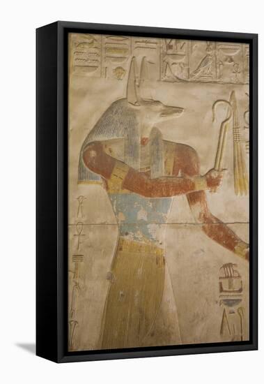 Bas-Relief of the God Anubis, Temple of Seti I, Abydos, Egypt, North Africa, Africa-Richard Maschmeyer-Framed Premier Image Canvas