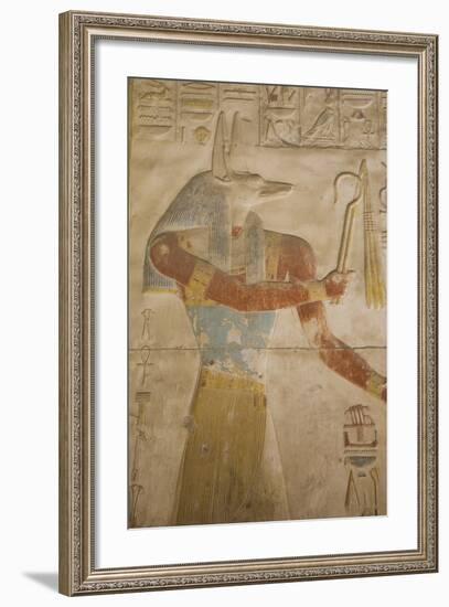 Bas-Relief of the God Anubis, Temple of Seti I, Abydos, Egypt, North Africa, Africa-Richard Maschmeyer-Framed Photographic Print