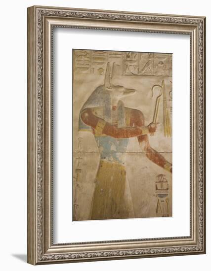 Bas-Relief of the God Anubis, Temple of Seti I, Abydos, Egypt, North Africa, Africa-Richard Maschmeyer-Framed Photographic Print