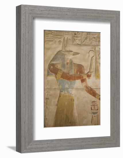 Bas-Relief of the God Anubis, Temple of Seti I, Abydos, Egypt, North Africa, Africa-Richard Maschmeyer-Framed Photographic Print