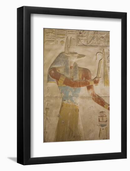 Bas-Relief of the God Anubis, Temple of Seti I, Abydos, Egypt, North Africa, Africa-Richard Maschmeyer-Framed Photographic Print