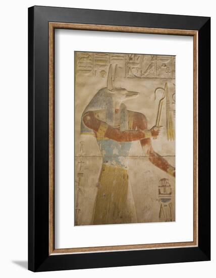 Bas-Relief of the God Anubis, Temple of Seti I, Abydos, Egypt, North Africa, Africa-Richard Maschmeyer-Framed Photographic Print