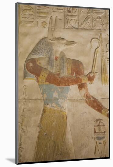 Bas-Relief of the God Anubis, Temple of Seti I, Abydos, Egypt, North Africa, Africa-Richard Maschmeyer-Mounted Photographic Print
