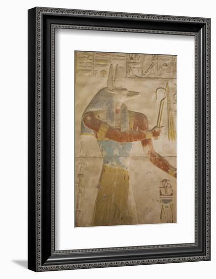 Bas-Relief of the God Anubis, Temple of Seti I, Abydos, Egypt, North Africa, Africa-Richard Maschmeyer-Framed Photographic Print