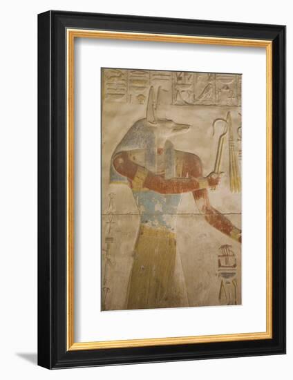 Bas-Relief of the God Anubis, Temple of Seti I, Abydos, Egypt, North Africa, Africa-Richard Maschmeyer-Framed Photographic Print