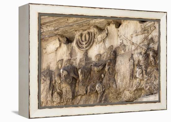 Bas-Relief on Arch of Titus Showing Menorah Taken from the Temple of Jerusalem-Stuart Black-Framed Premier Image Canvas