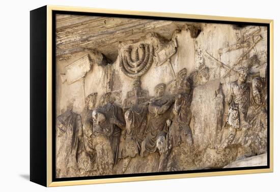 Bas-Relief on Arch of Titus Showing Menorah Taken from the Temple of Jerusalem-Stuart Black-Framed Premier Image Canvas