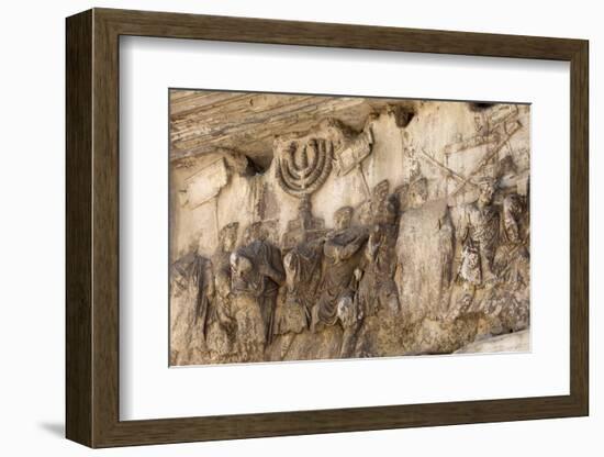 Bas-Relief on Arch of Titus Showing Menorah Taken from the Temple of Jerusalem-Stuart Black-Framed Photographic Print