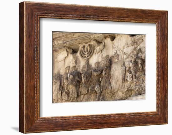 Bas-Relief on Arch of Titus Showing Menorah Taken from the Temple of Jerusalem-Stuart Black-Framed Photographic Print