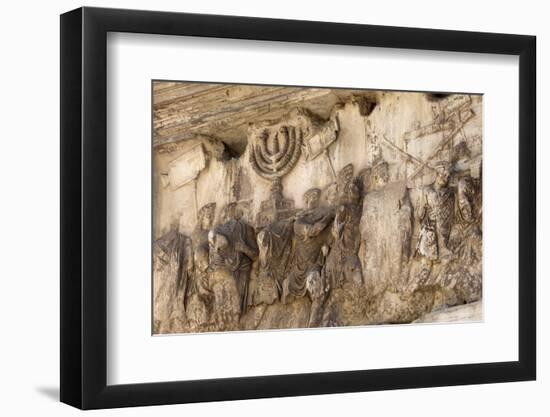 Bas-Relief on Arch of Titus Showing Menorah Taken from the Temple of Jerusalem-Stuart Black-Framed Photographic Print