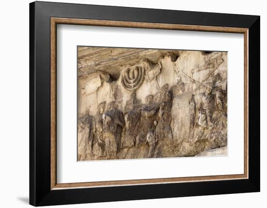 Bas-Relief on Arch of Titus Showing Menorah Taken from the Temple of Jerusalem-Stuart Black-Framed Photographic Print