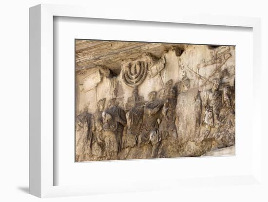 Bas-Relief on Arch of Titus Showing Menorah Taken from the Temple of Jerusalem-Stuart Black-Framed Photographic Print