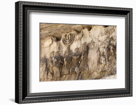 Bas-Relief on Arch of Titus Showing Menorah Taken from the Temple of Jerusalem-Stuart Black-Framed Photographic Print