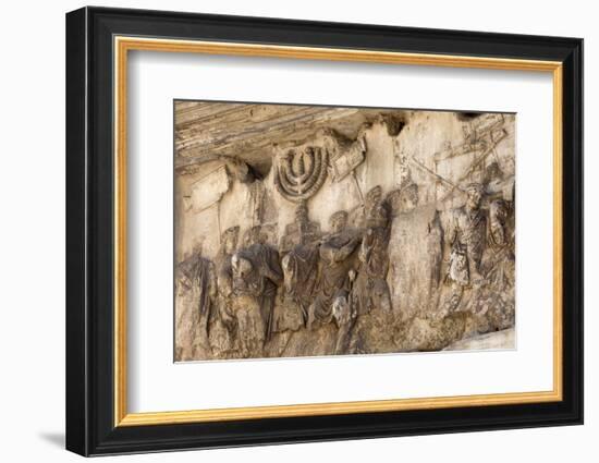 Bas-Relief on Arch of Titus Showing Menorah Taken from the Temple of Jerusalem-Stuart Black-Framed Photographic Print