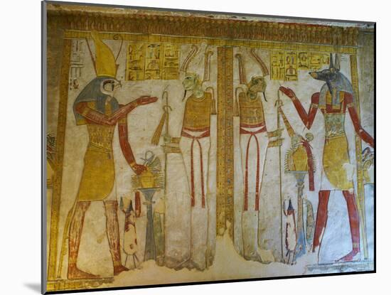 Bas-Relief Painted on the Walls of the Royal Tomb, Setnakht Tomb, Valley of the Kings, Thebes, UNES-Tuul-Mounted Photographic Print