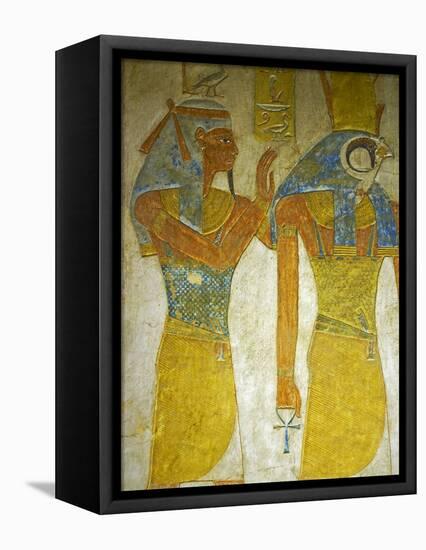 Bas-Relief Painted on the Walls of the Royal Tomb, Setnakht Tomb, Valley of the Kings, Thebes, UNES-Tuul-Framed Premier Image Canvas