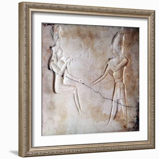 Bas-Relief Showing the Gods Isis and Osiris, Ptolemaic Period, Ancient Egypt, 323-30 BC-null-Framed Photographic Print