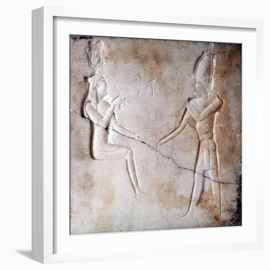 Bas-Relief Showing the Gods Isis and Osiris, Ptolemaic Period, Ancient Egypt, 323-30 BC-null-Framed Photographic Print