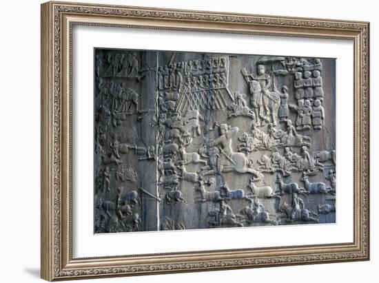 Bas-Reliefs with Scenes of Deer and Wild Boar Hunting in Caves of Taq-E Bustan, Iran-null-Framed Giclee Print