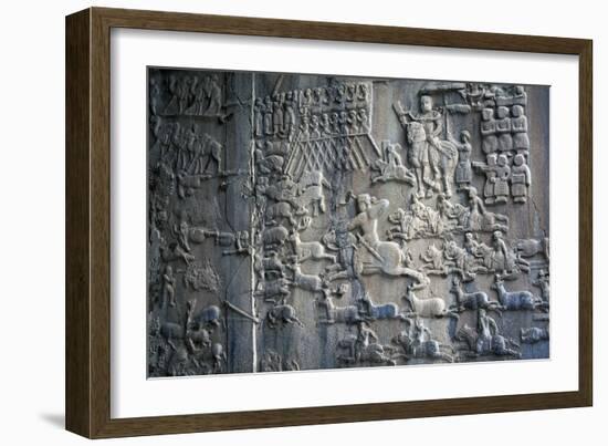 Bas-Reliefs with Scenes of Deer and Wild Boar Hunting in Caves of Taq-E Bustan, Iran-null-Framed Giclee Print