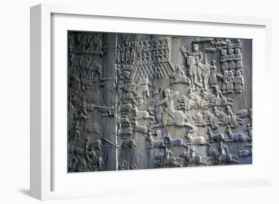 Bas-Reliefs with Scenes of Deer and Wild Boar Hunting in Caves of Taq-E Bustan, Iran-null-Framed Giclee Print