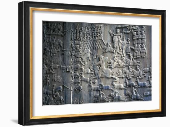 Bas-Reliefs with Scenes of Deer and Wild Boar Hunting in Caves of Taq-E Bustan, Iran-null-Framed Giclee Print