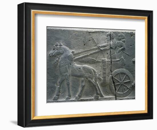 Basalt Relief Depicting the Royal Chariot, Artefact from Tiglatpileser III's Palace-null-Framed Giclee Print