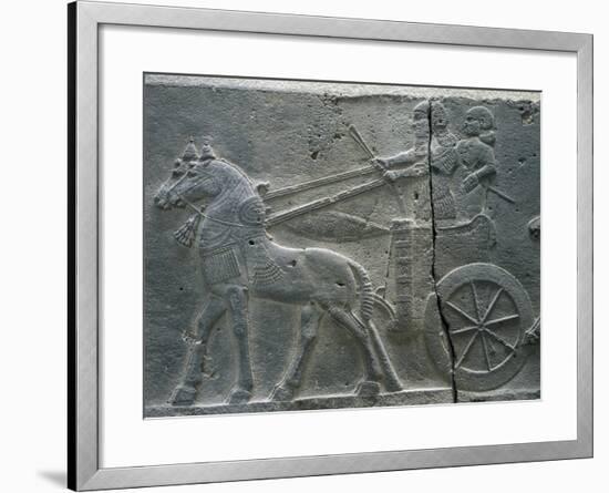 Basalt Relief Depicting the Royal Chariot, Artefact from Tiglatpileser III's Palace-null-Framed Giclee Print