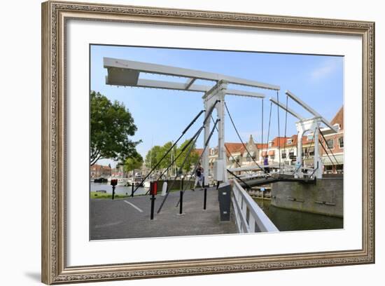 Bascule Bridge (Draw Bridge) and Houses in the Port of Enkhuizen, North Holland, Netherlands-Peter Richardson-Framed Photographic Print