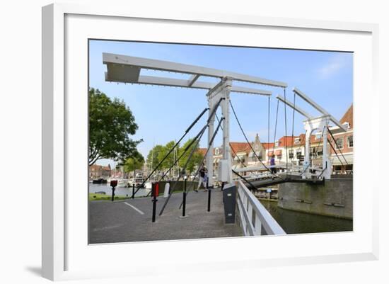 Bascule Bridge (Draw Bridge) and Houses in the Port of Enkhuizen, North Holland, Netherlands-Peter Richardson-Framed Photographic Print