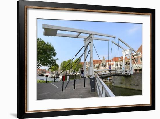 Bascule Bridge (Draw Bridge) and Houses in the Port of Enkhuizen, North Holland, Netherlands-Peter Richardson-Framed Photographic Print