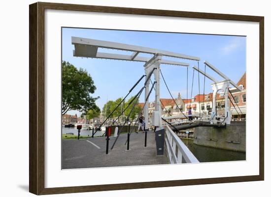 Bascule Bridge (Draw Bridge) and Houses in the Port of Enkhuizen, North Holland, Netherlands-Peter Richardson-Framed Photographic Print