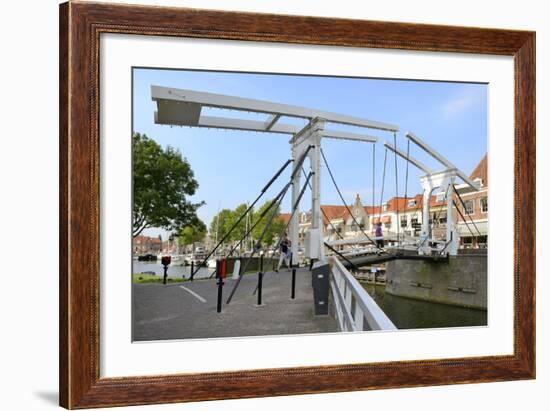 Bascule Bridge (Draw Bridge) and Houses in the Port of Enkhuizen, North Holland, Netherlands-Peter Richardson-Framed Photographic Print