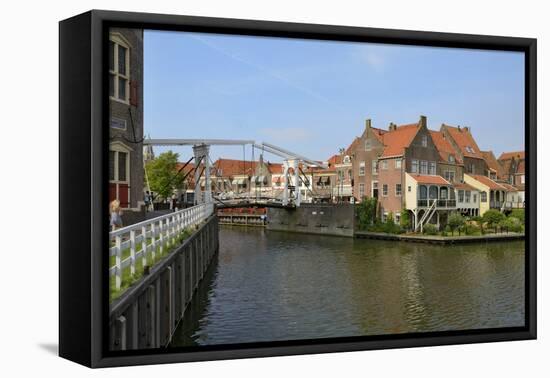 Bascule Bridge (Draw Bridge) and Houses in the Port of Enkhuizen, North Holland, Netherlands-Peter Richardson-Framed Premier Image Canvas