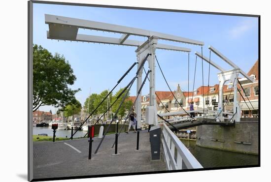 Bascule Bridge (Draw Bridge) and Houses in the Port of Enkhuizen, North Holland, Netherlands-Peter Richardson-Mounted Photographic Print