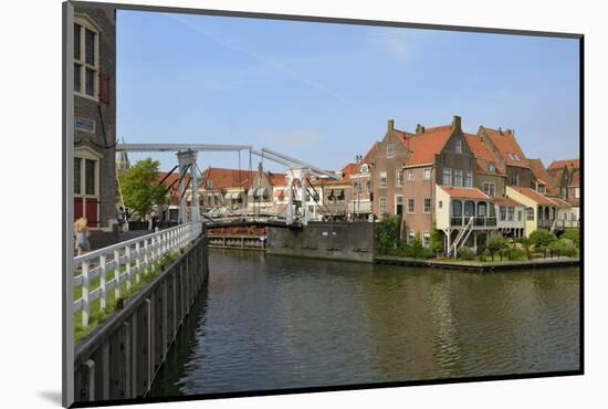 Bascule Bridge (Draw Bridge) and Houses in the Port of Enkhuizen, North Holland, Netherlands-Peter Richardson-Mounted Photographic Print