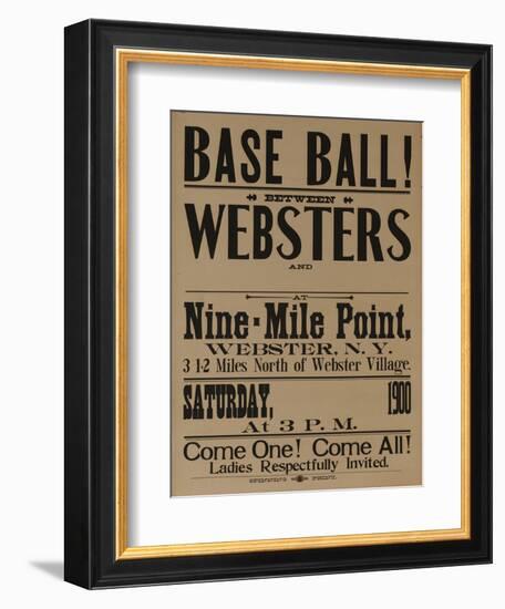 Base Ball Between Websters, 1900 Baseball Poster-null-Framed Giclee Print