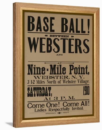 Base Ball Between Websters, 1900 Baseball Poster-null-Framed Premier Image Canvas