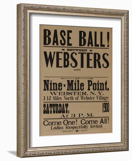 Base Ball Between Websters, 1900 Baseball Poster-null-Framed Giclee Print