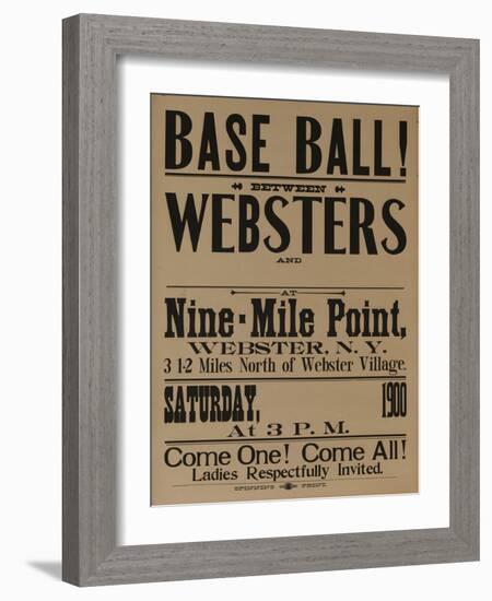 Base Ball Between Websters, 1900 Baseball Poster-null-Framed Giclee Print