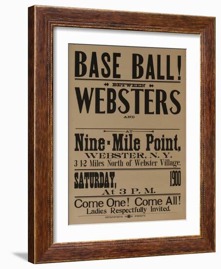 Base Ball Between Websters, 1900 Baseball Poster-null-Framed Giclee Print