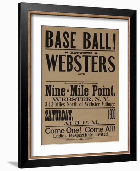 Base Ball Between Websters, 1900 Baseball Poster-null-Framed Giclee Print