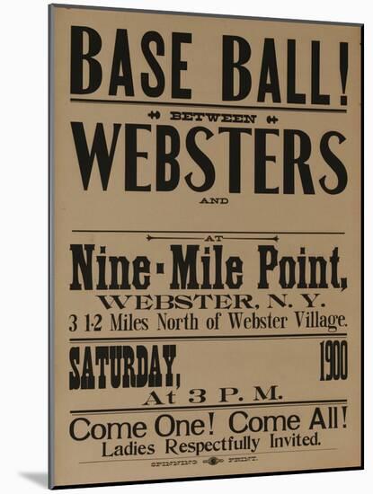 Base Ball Between Websters, 1900 Baseball Poster-null-Mounted Giclee Print