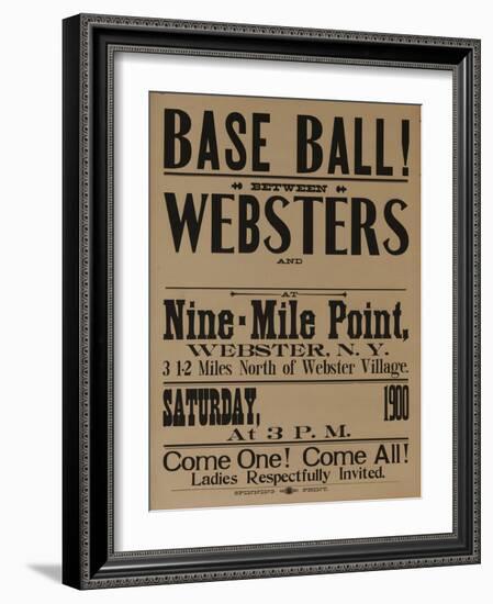 Base Ball Between Websters, 1900 Baseball Poster-null-Framed Giclee Print