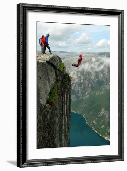 BASE Jump off a Cliff.-Vitalii Nesterchuk-Framed Photographic Print