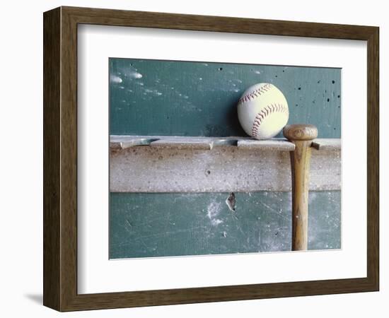 Baseball and Bat on Rack-Lawrence Manning-Framed Photographic Print