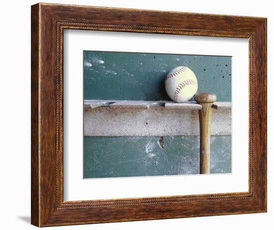 Baseball and Bat on Rack-Lawrence Manning-Framed Photographic Print