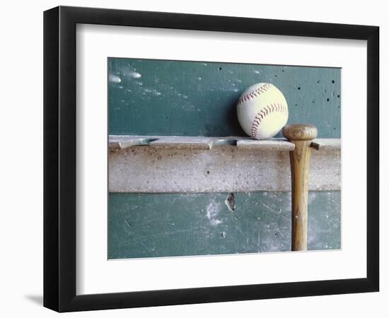 Baseball and Bat on Rack-Lawrence Manning-Framed Photographic Print