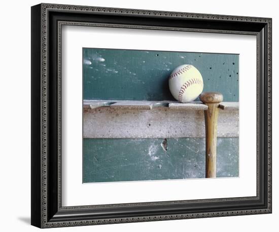 Baseball and Bat on Rack-Lawrence Manning-Framed Photographic Print