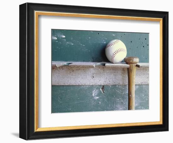 Baseball and Bat on Rack-Lawrence Manning-Framed Photographic Print